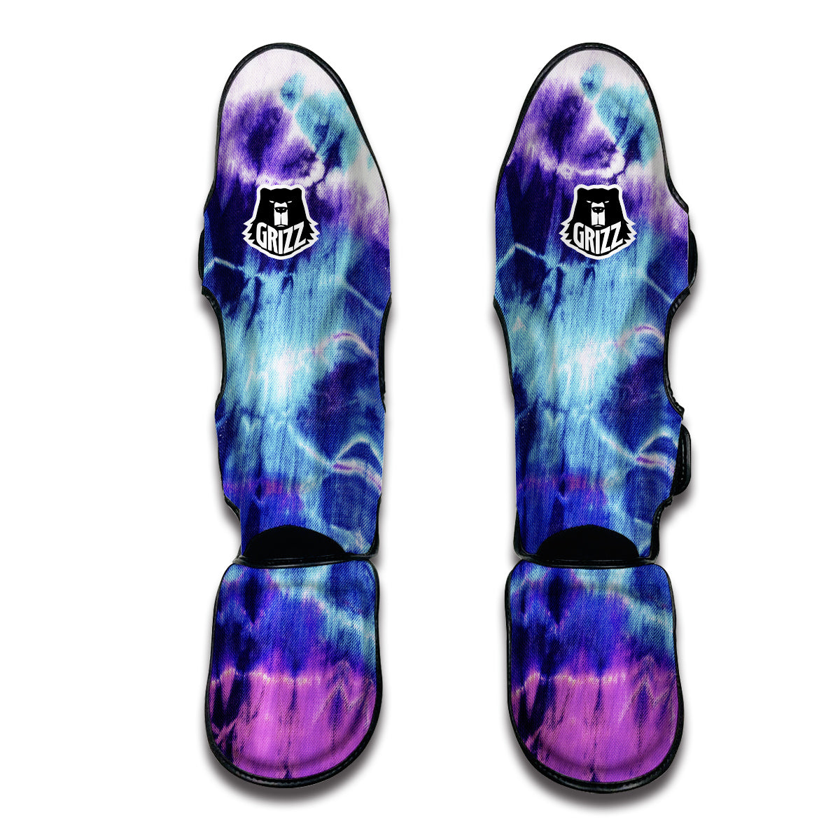 Abstract Blue Tie Dye Muay Thai Shin Guards-grizzshop