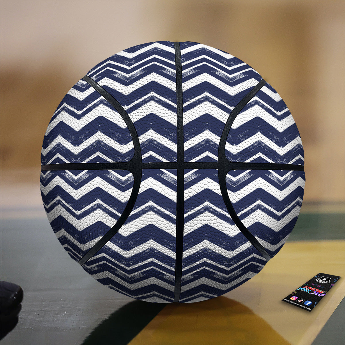 Abstract Chevron Watercolor Blue Print Pattern Basketball-grizzshop