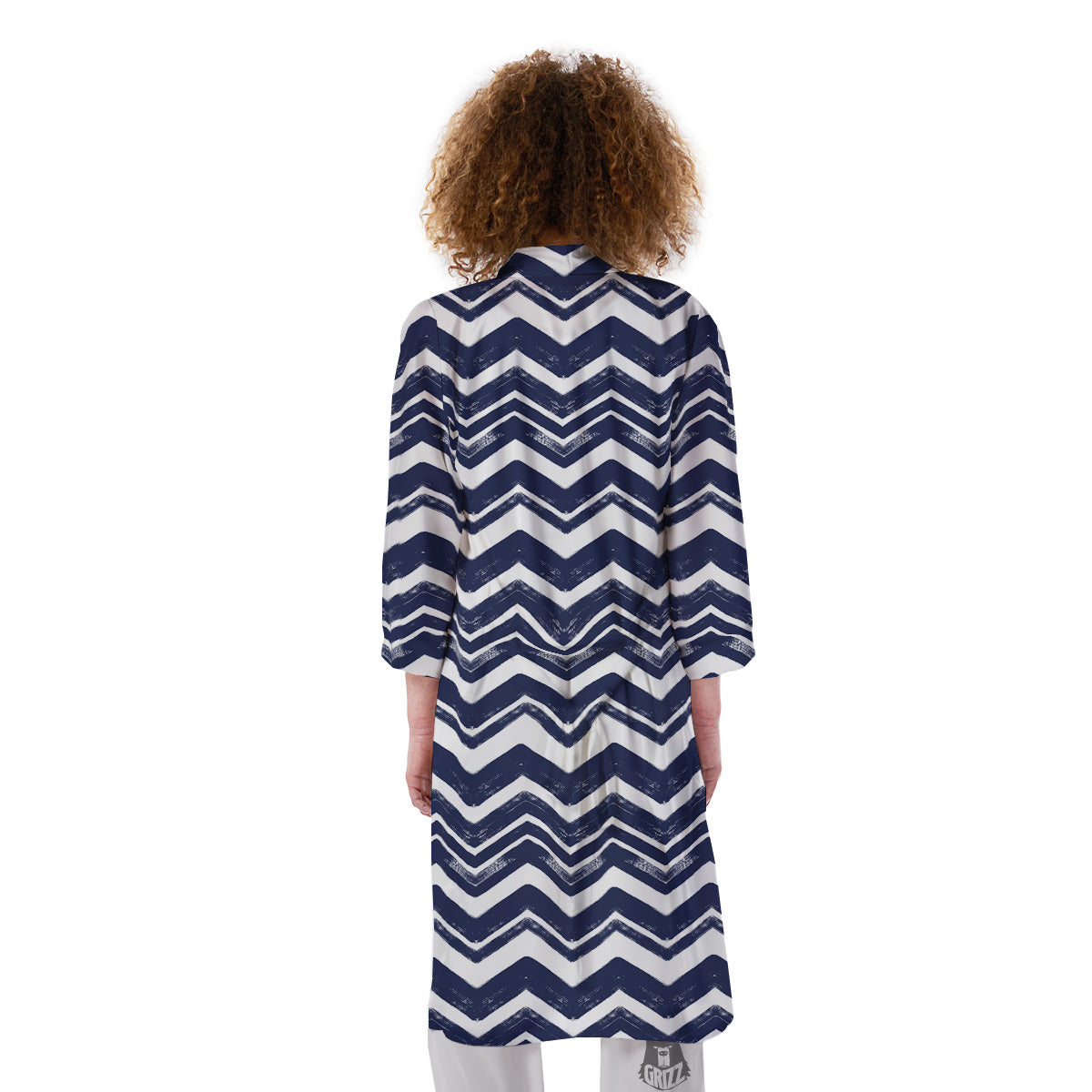 Abstract Chevron Watercolor Blue Print Pattern Kimono-grizzshop