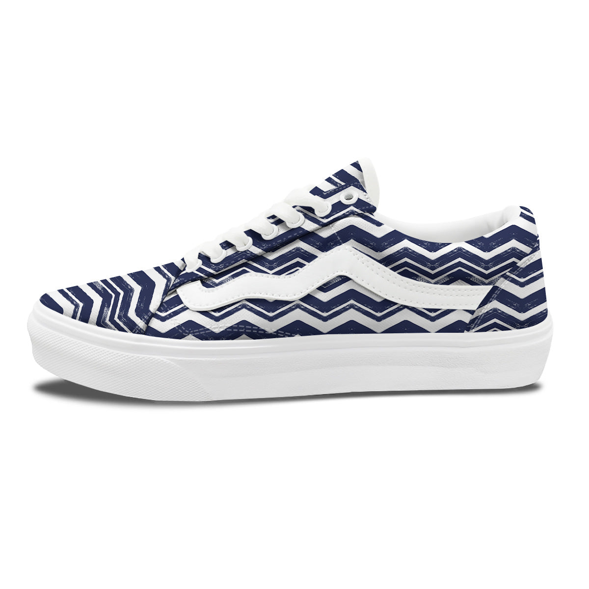 Abstract Chevron Watercolor Blue Print Pattern Skate Shoes-grizzshop