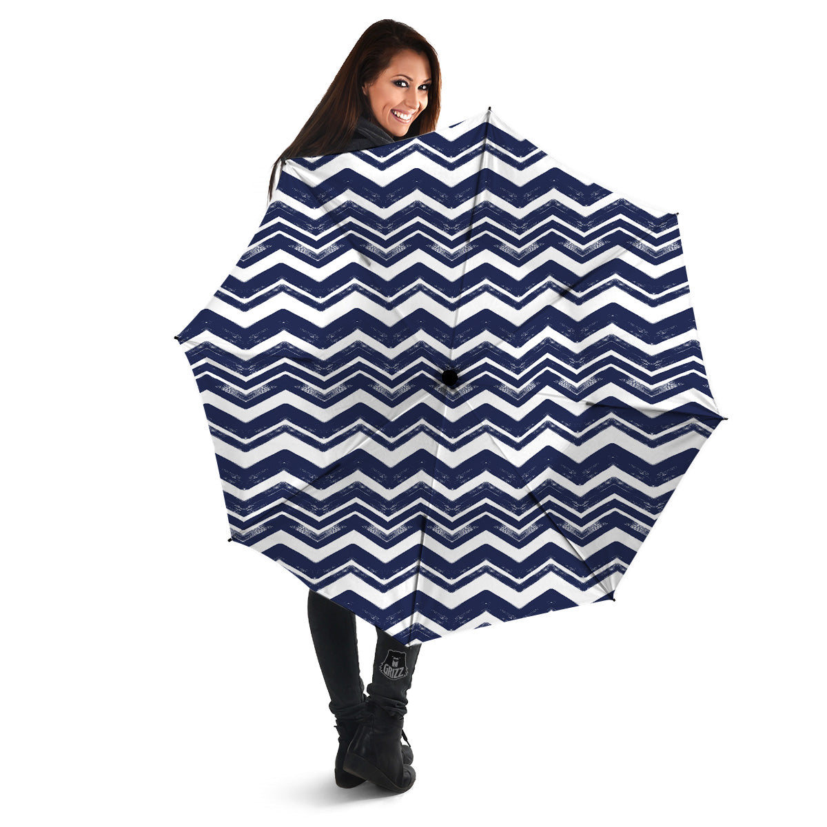 Abstract Chevron Watercolor Blue Print Pattern Umbrella-grizzshop