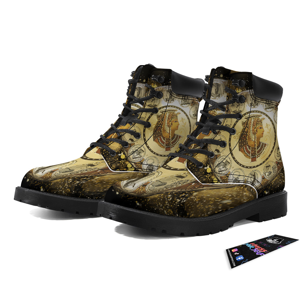 Abstract Cleopatra Print Boots-grizzshop