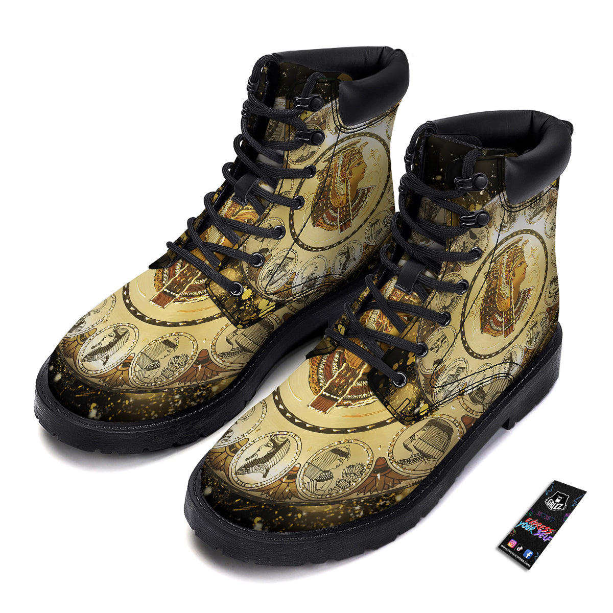 Abstract Cleopatra Print Boots-grizzshop