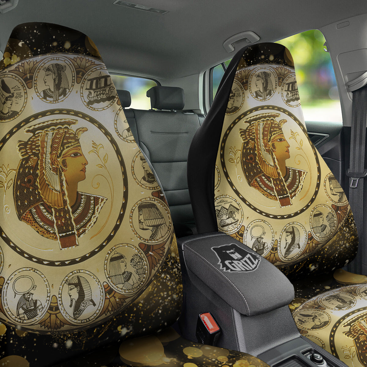 Abstract Cleopatra Print Car Seat Covers-grizzshop