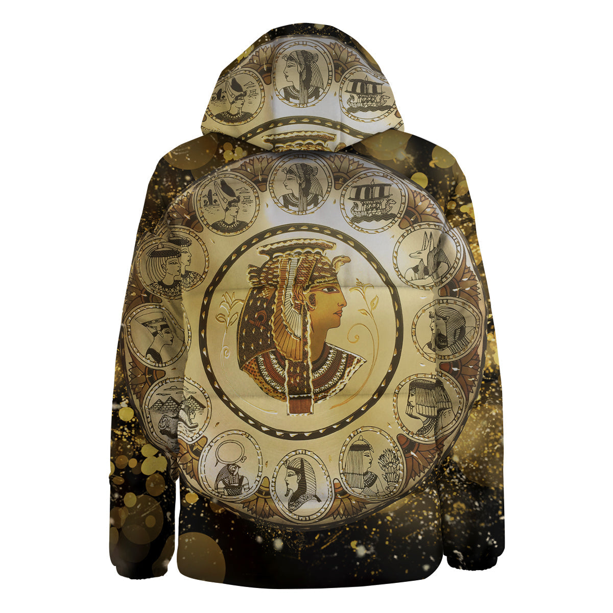 Abstract Cleopatra Print Down Jacket-grizzshop