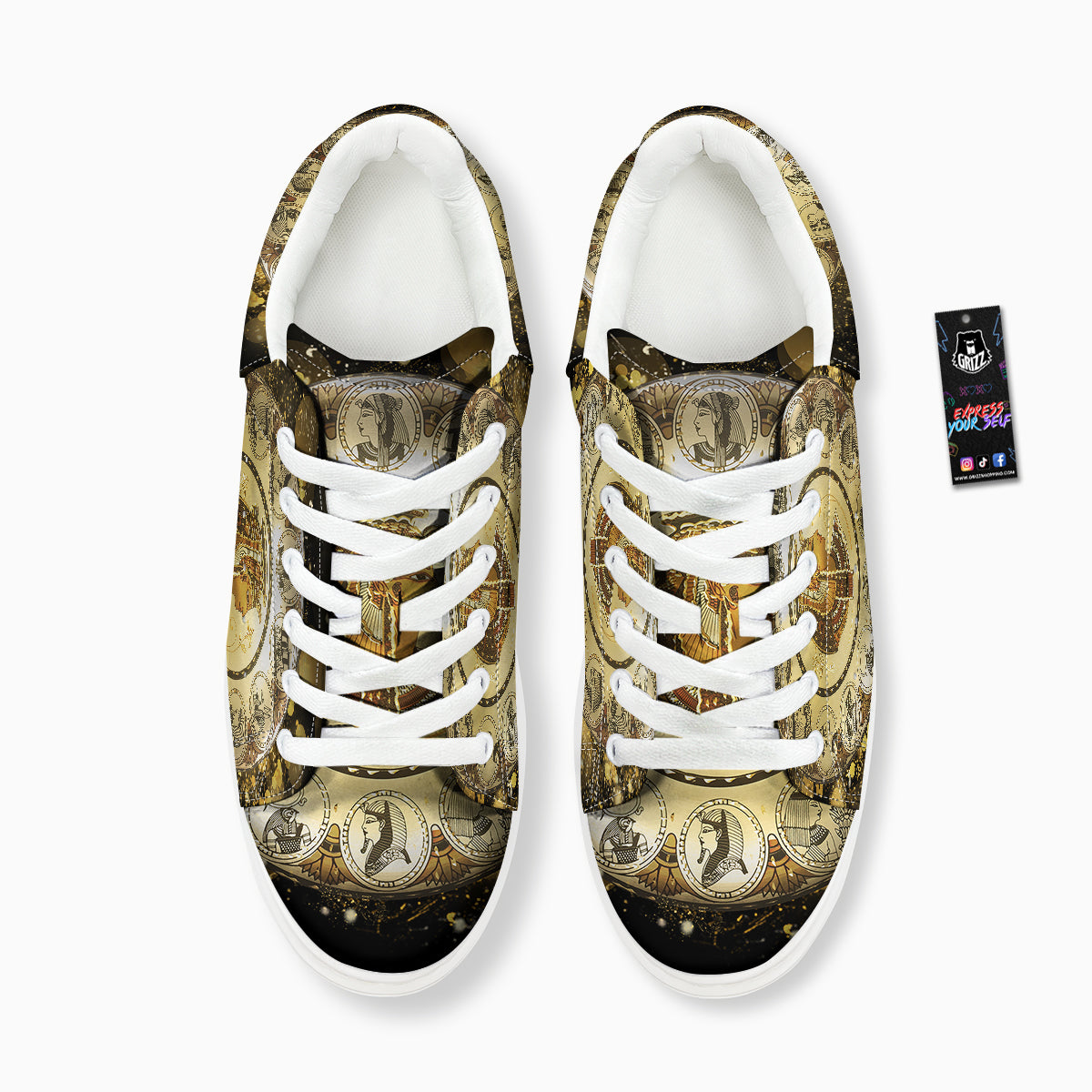 Abstract Cleopatra Print Platform Shoes-grizzshop