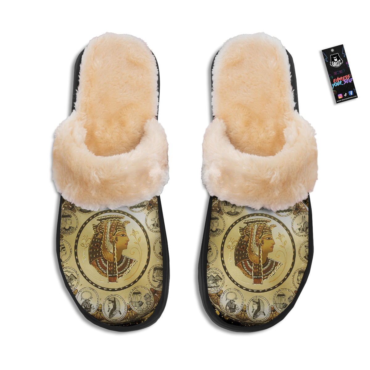 Abstract Cleopatra Print Slippers-grizzshop