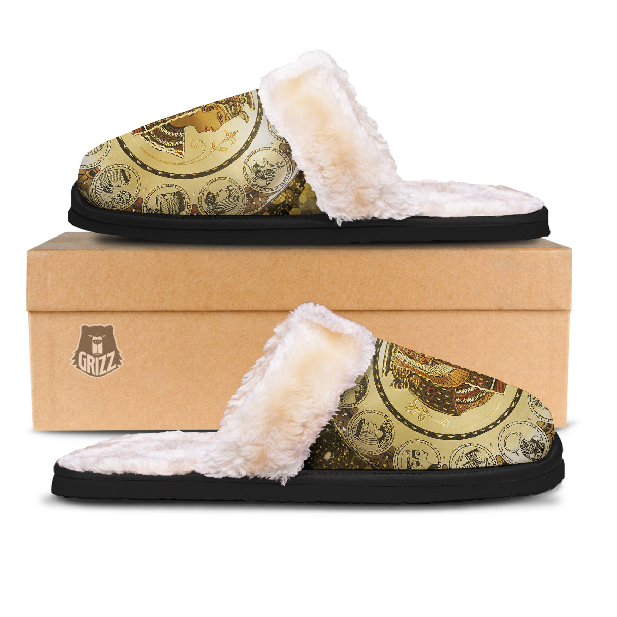 Abstract Cleopatra Print Slippers-grizzshop