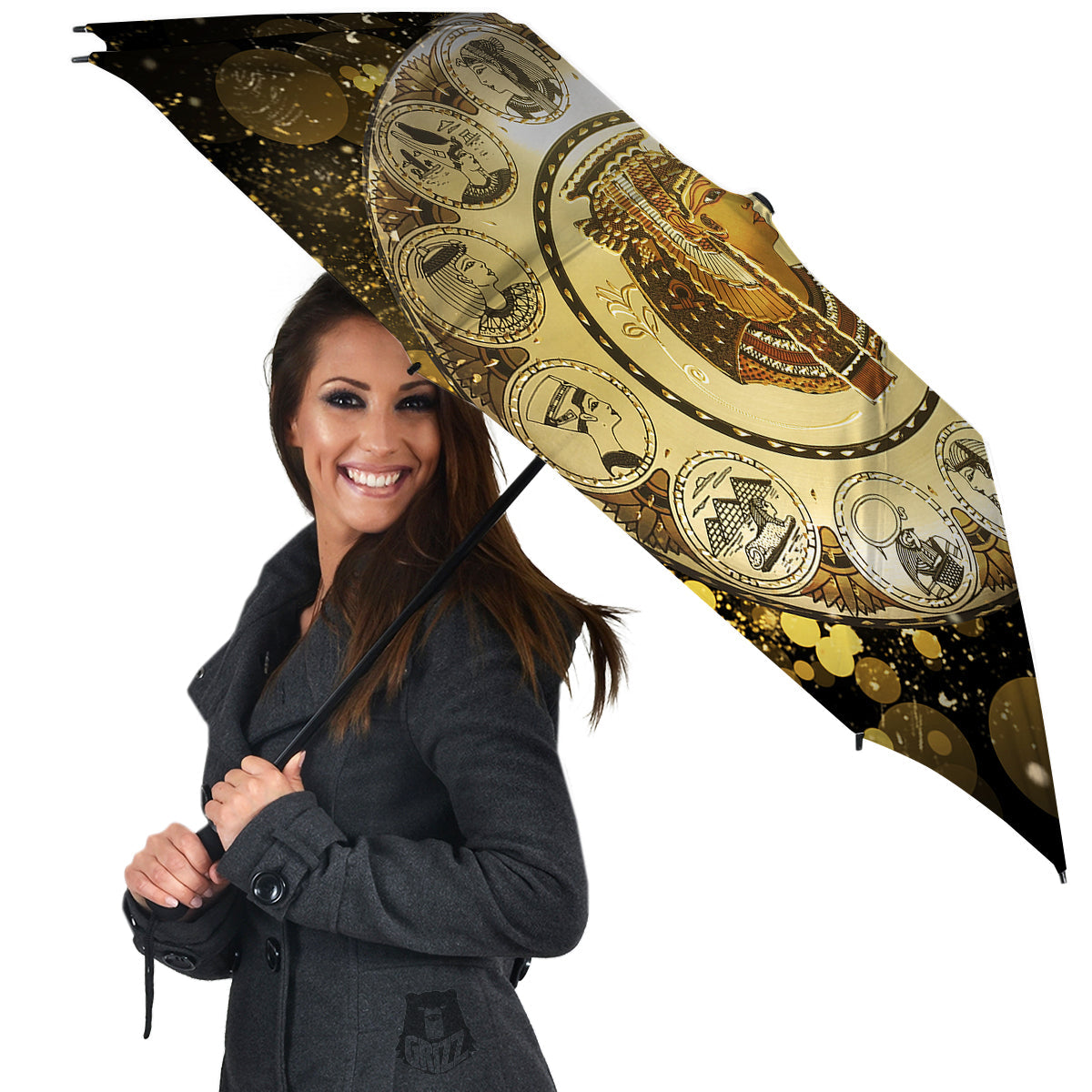 Abstract Cleopatra Print Umbrella-grizzshop