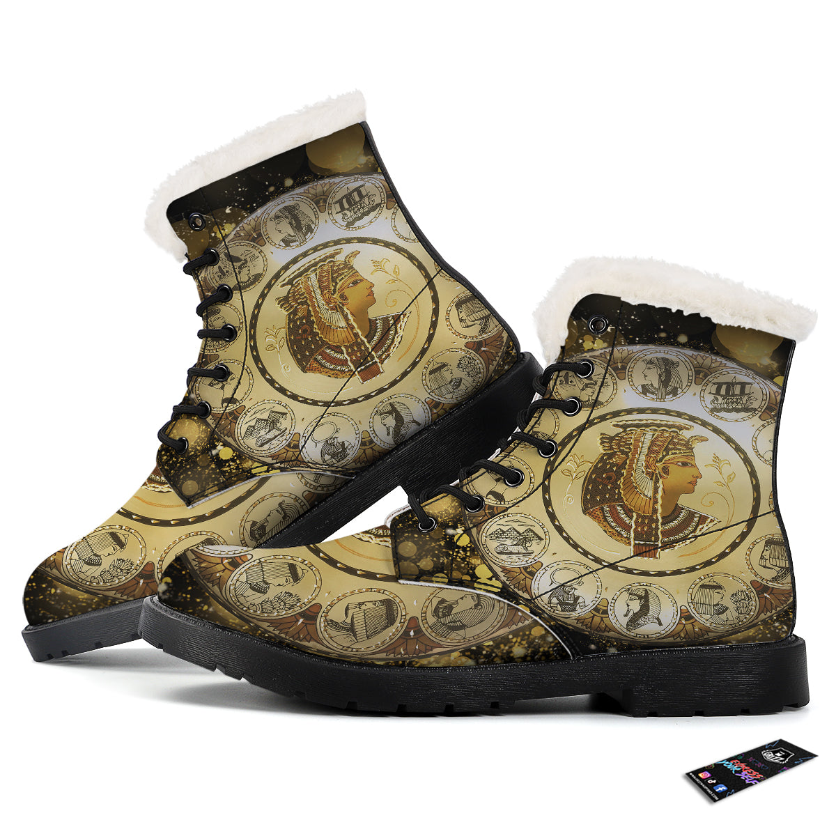 Abstract Cleopatra Print Winter Boots-grizzshop