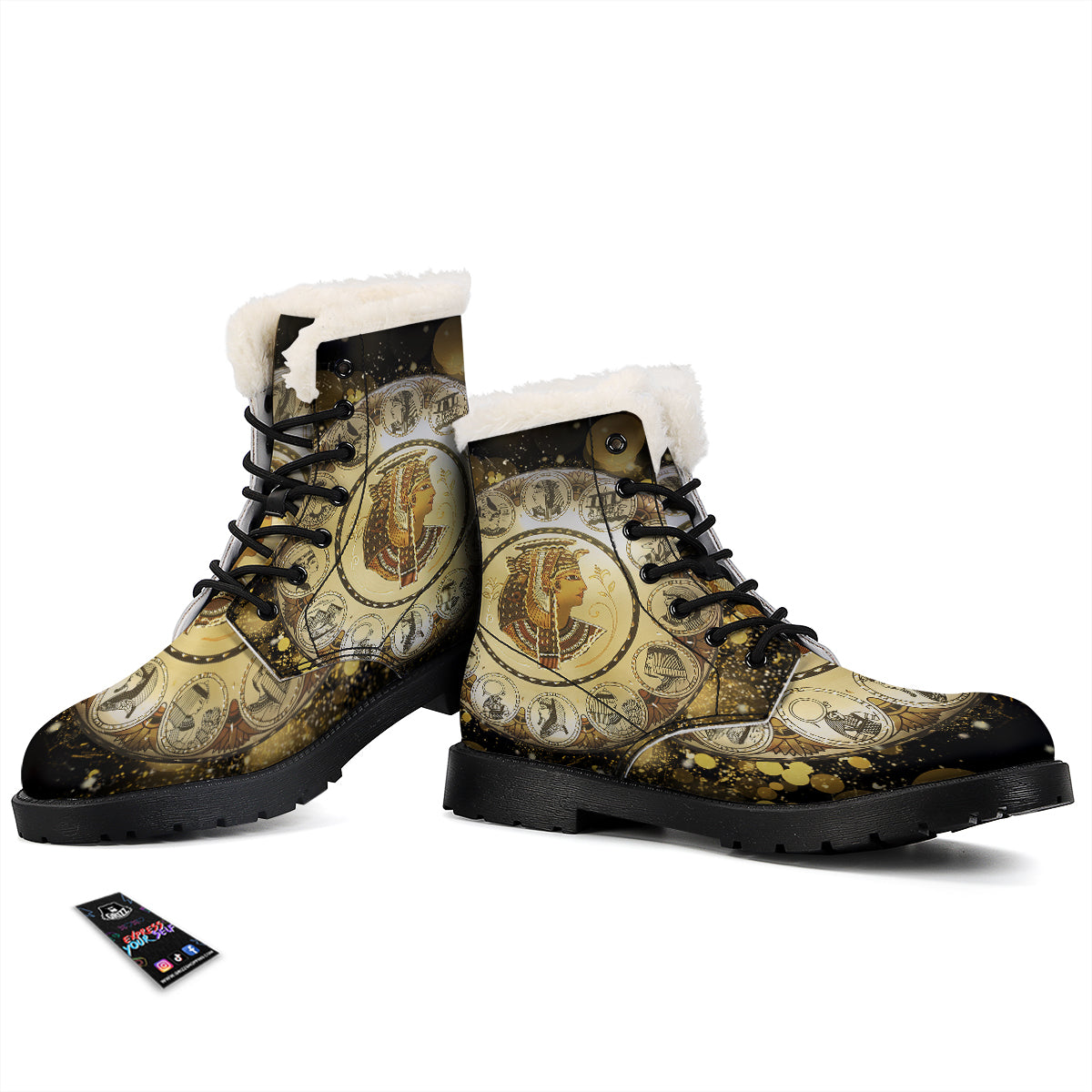 Abstract Cleopatra Print Winter Boots-grizzshop