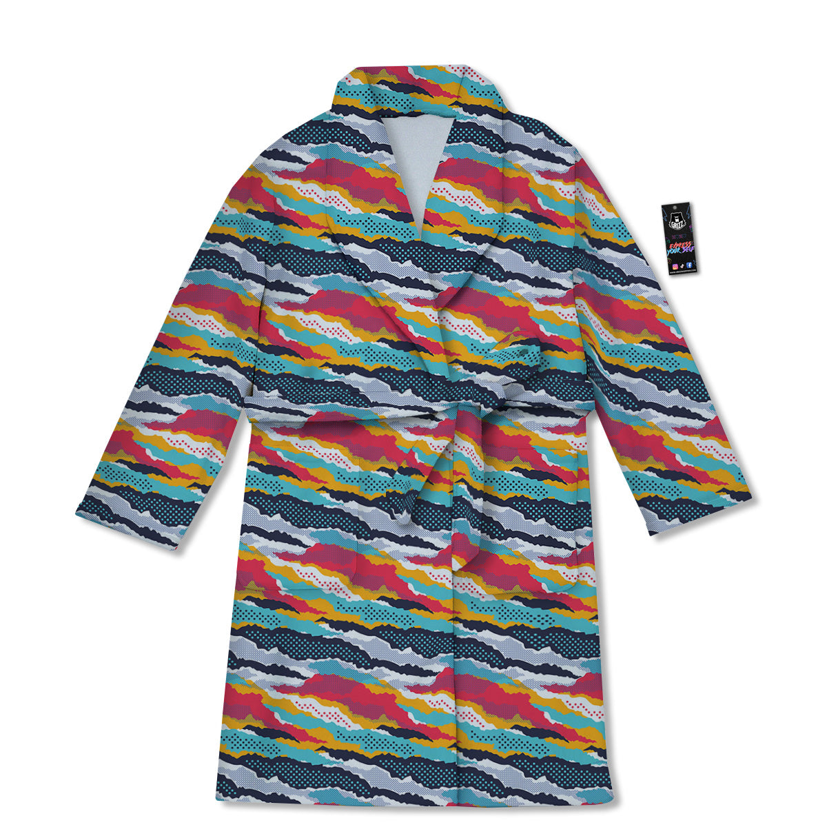 Abstract Colorful And Dot Print Pattern Bathrobe-grizzshop