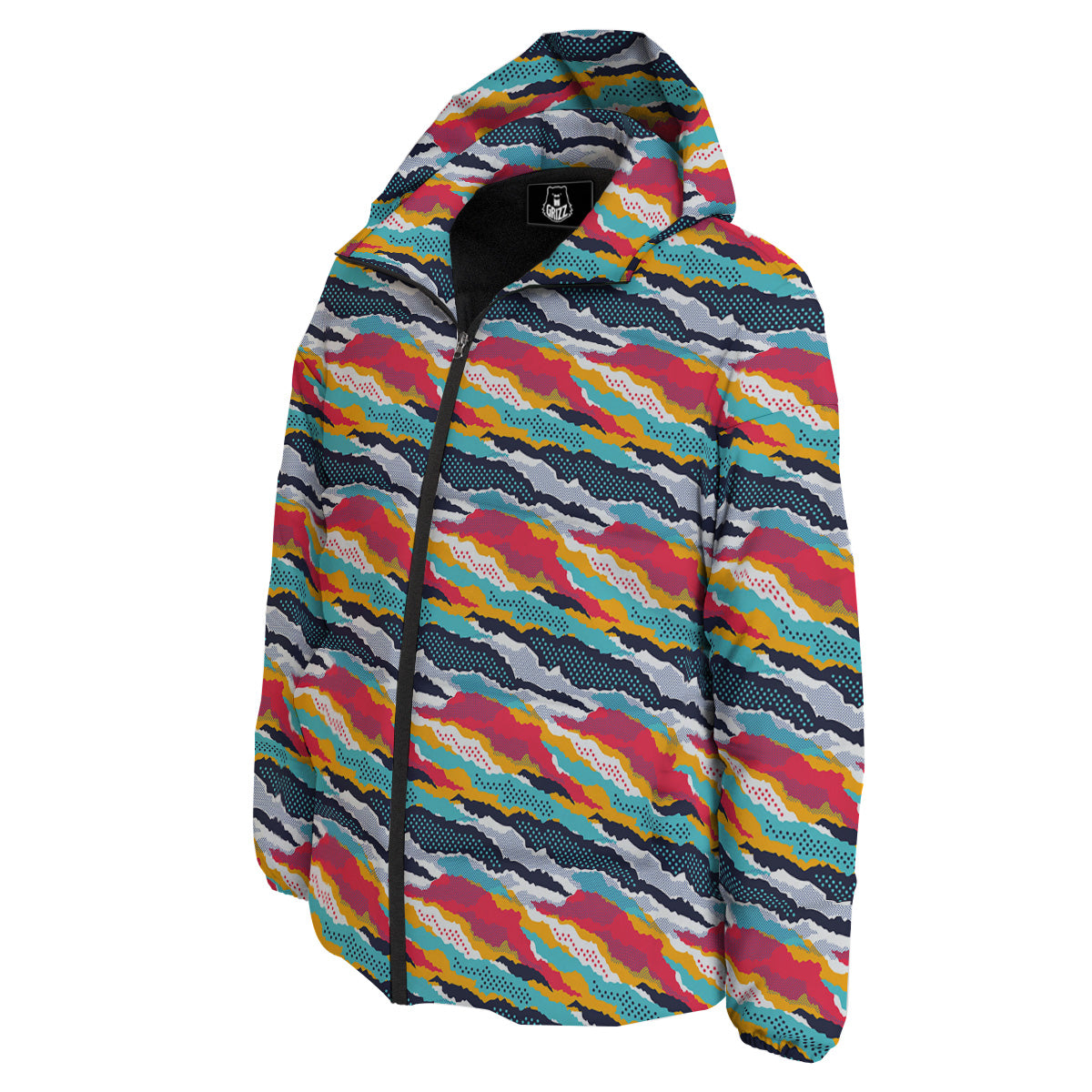 Abstract Colorful And Dot Print Pattern Down Jacket-grizzshop