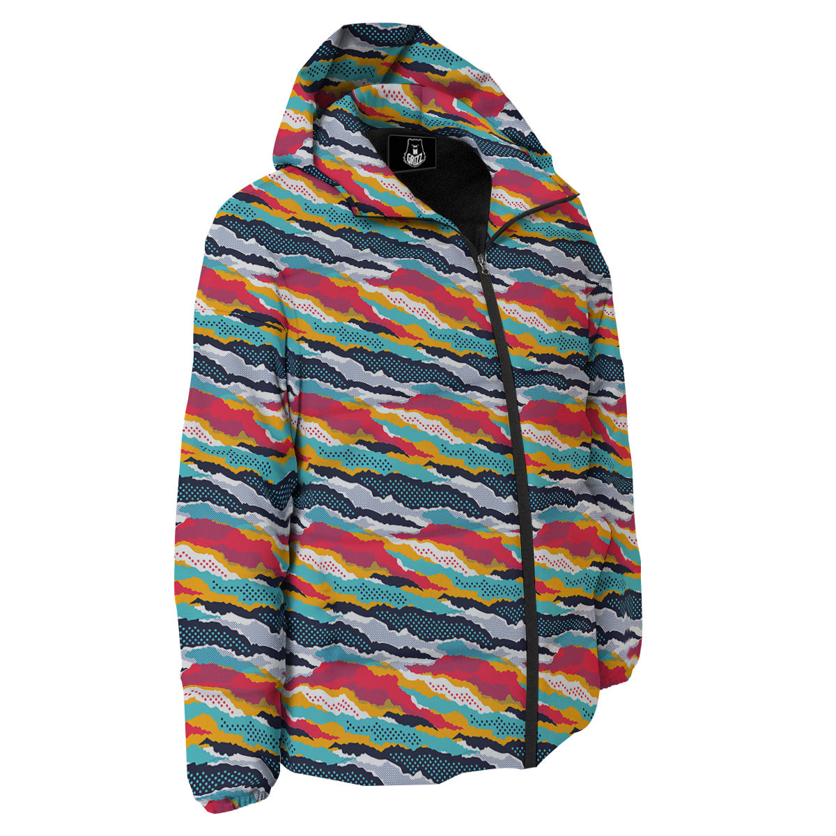 Abstract Colorful And Dot Print Pattern Down Jacket-grizzshop
