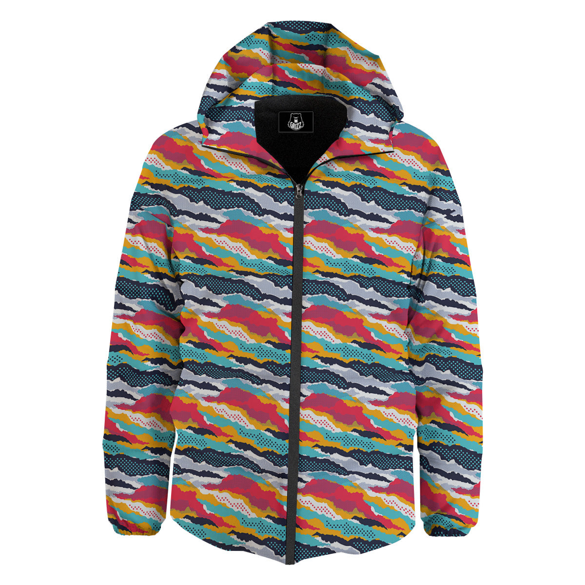 Abstract Colorful And Dot Print Pattern Down Jacket-grizzshop
