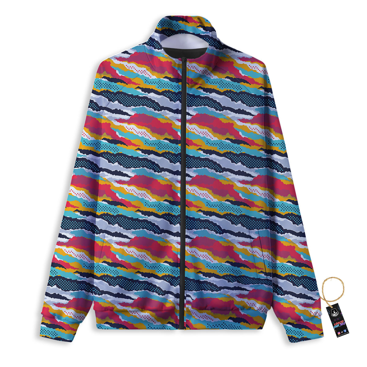 Abstract Colorful And Dot Print Pattern Track Jacket-grizzshop