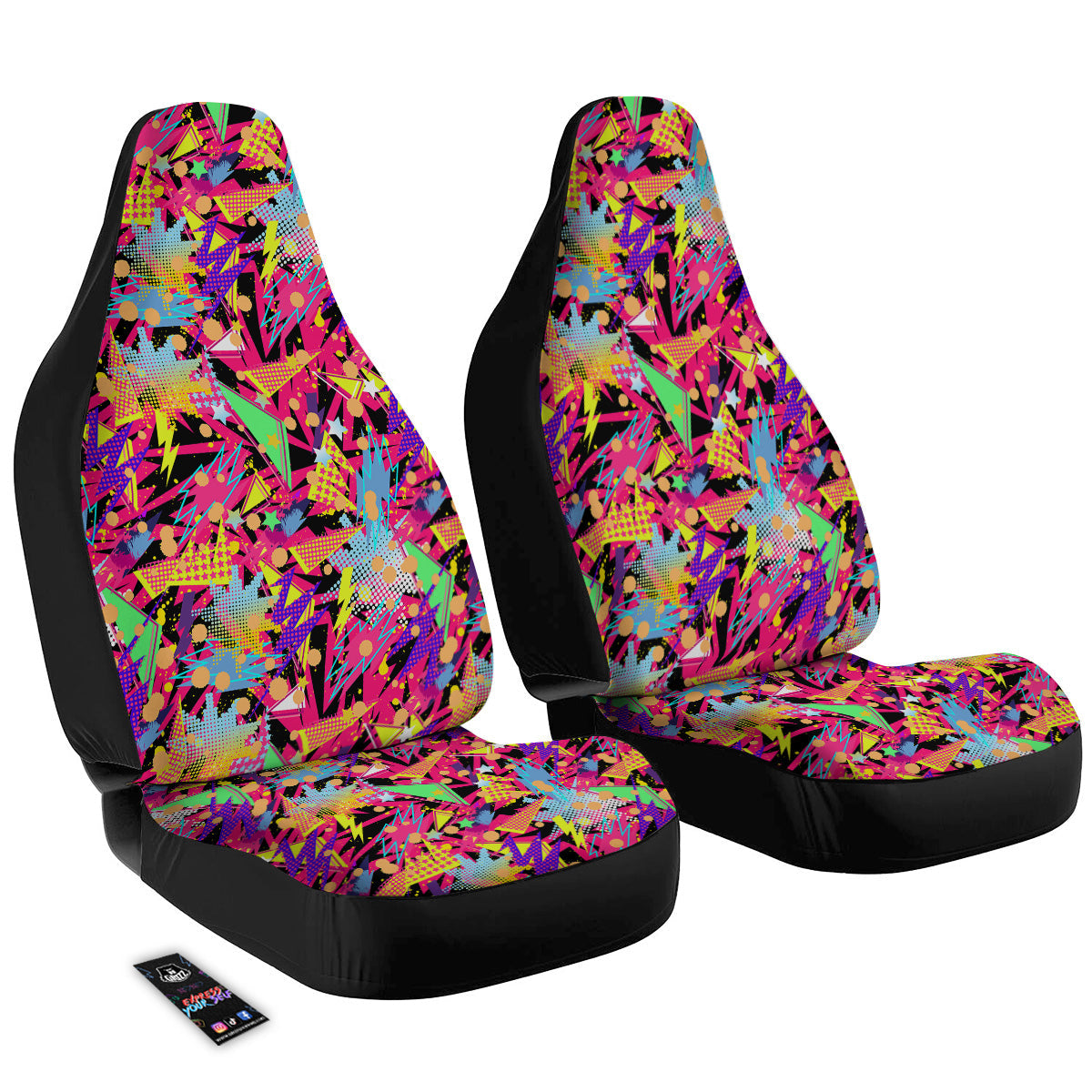 Abstract Colorful And Lightning Dot Print Pattern Car Seat Covers-grizzshop