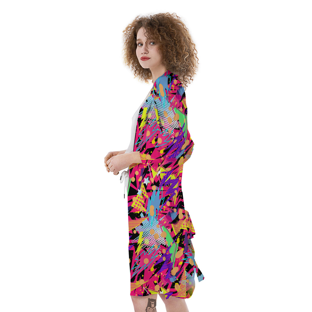 Abstract Colorful And Lightning Dot Print Pattern Kimono-grizzshop