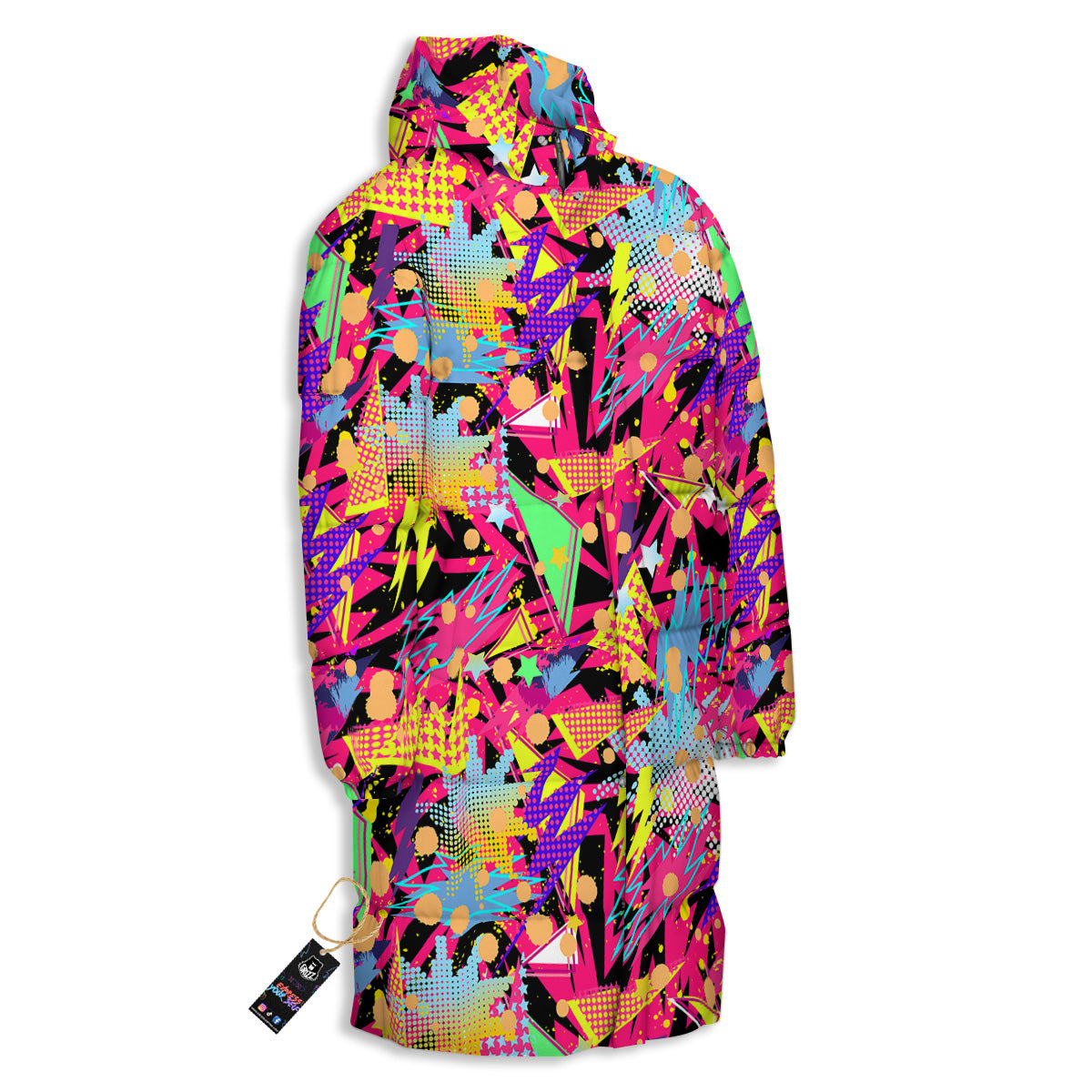 Abstract Colorful And Lightning Dot Print Pattern Long Down Jacket-grizzshop