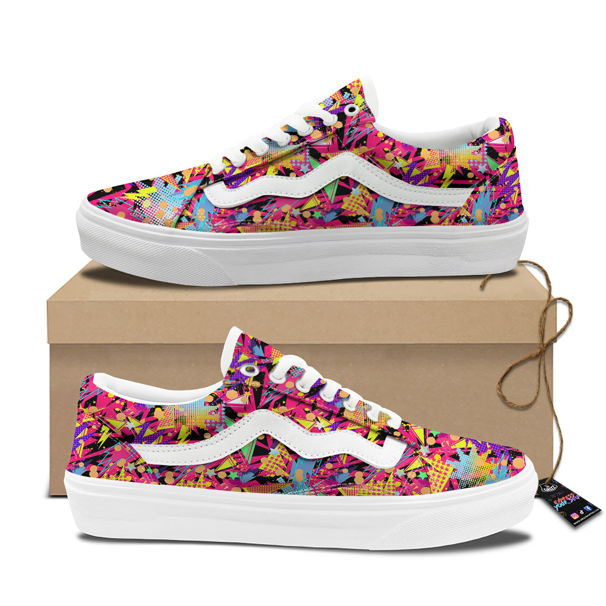 Abstract Colorful And Lightning Dot Print Pattern Skate Shoes-grizzshop