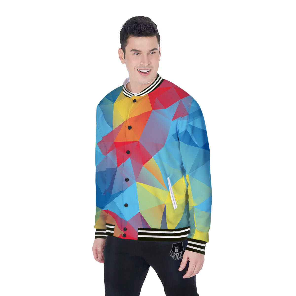 Abstract Colorful Autism Awareness Print Baseball Jacket-grizzshop