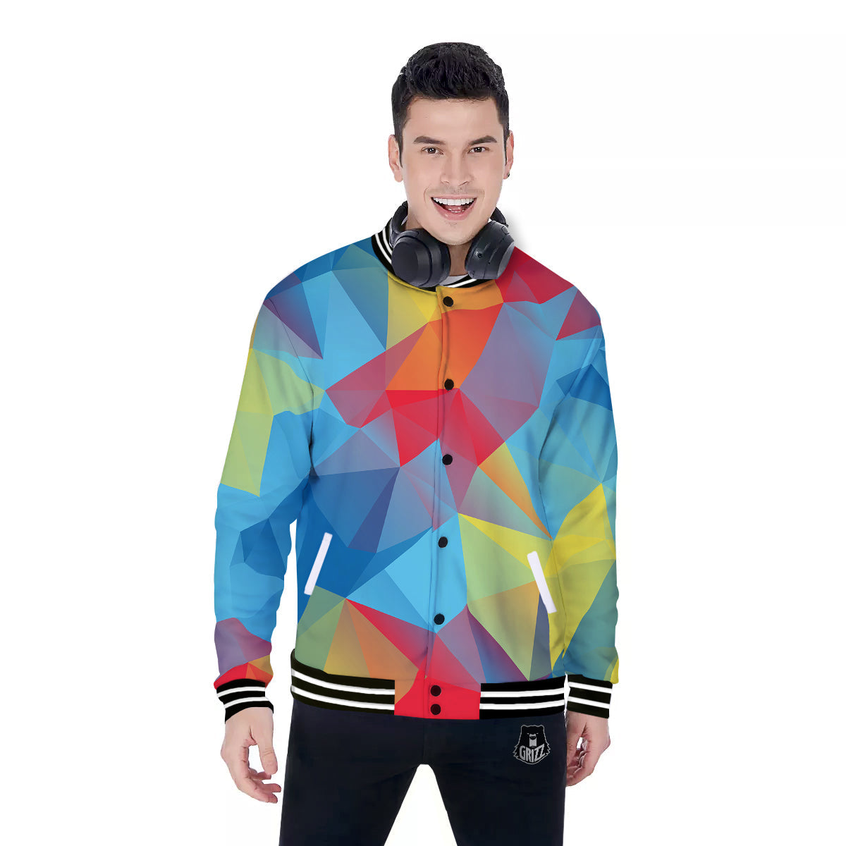 Abstract Colorful Autism Awareness Print Baseball Jacket-grizzshop