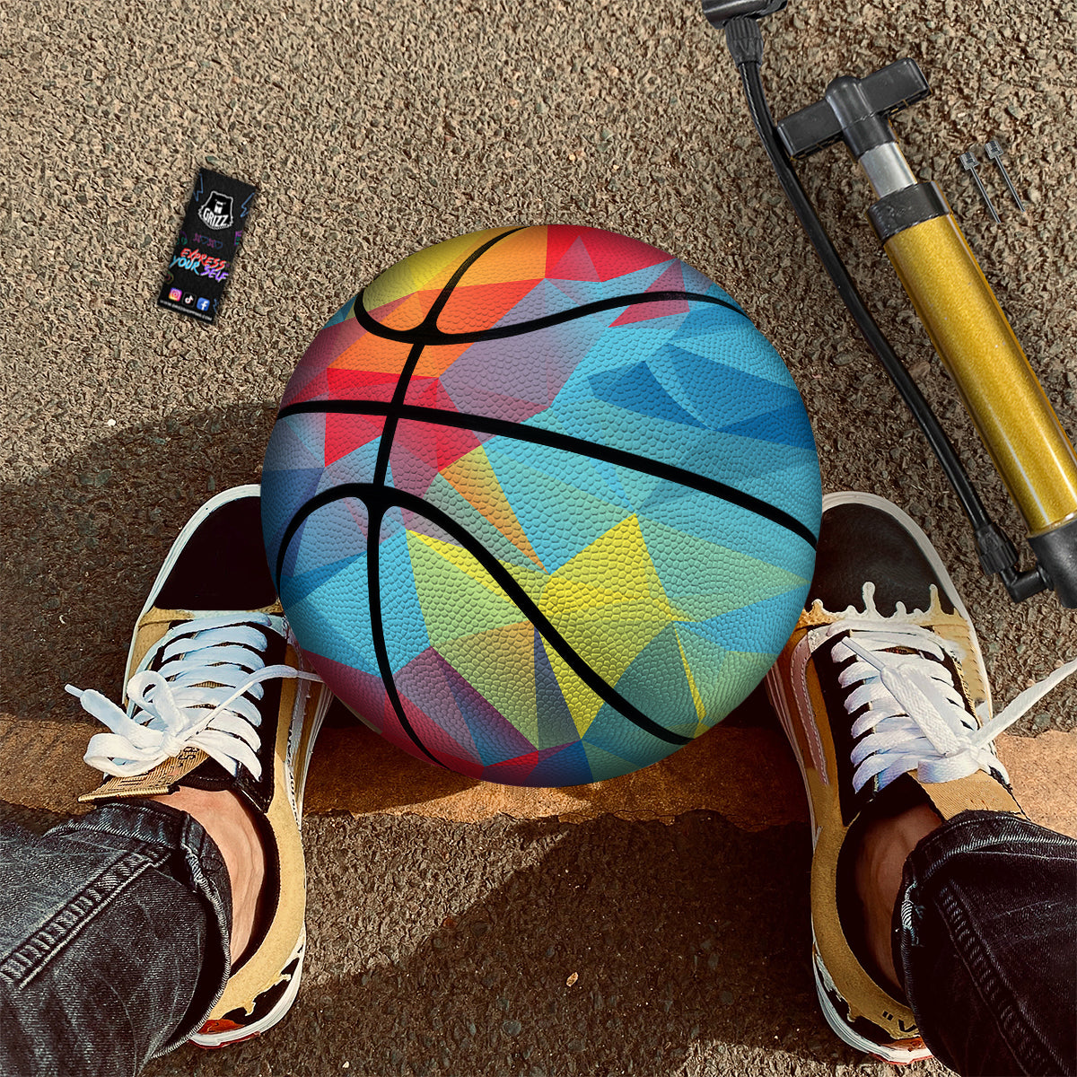 Abstract Colorful Autism Awareness Print Basketball-grizzshop