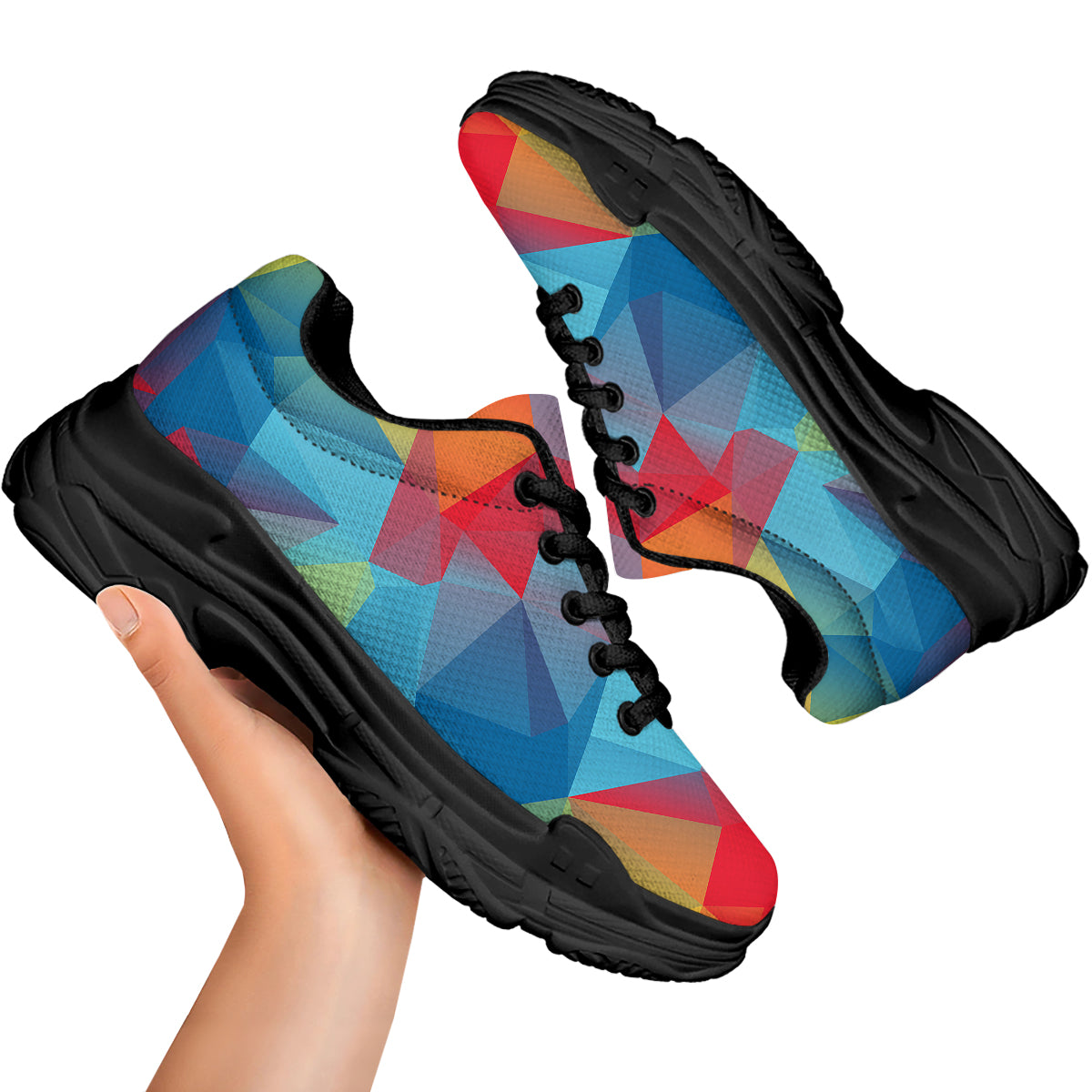 Abstract Colorful Autism Awareness Print Black Chunky Shoes-grizzshop