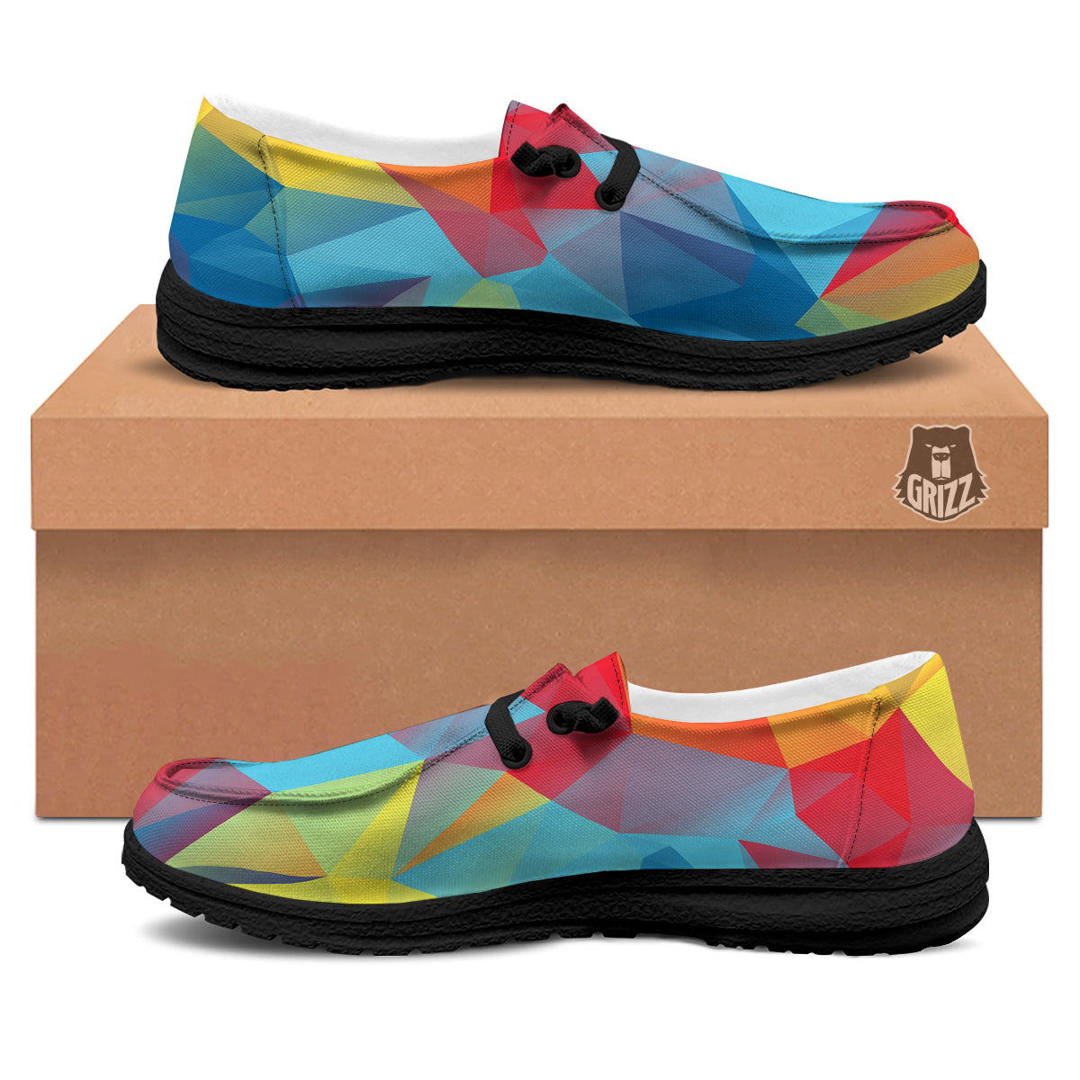 Abstract Colorful Autism Awareness Print Black Loafers-grizzshop