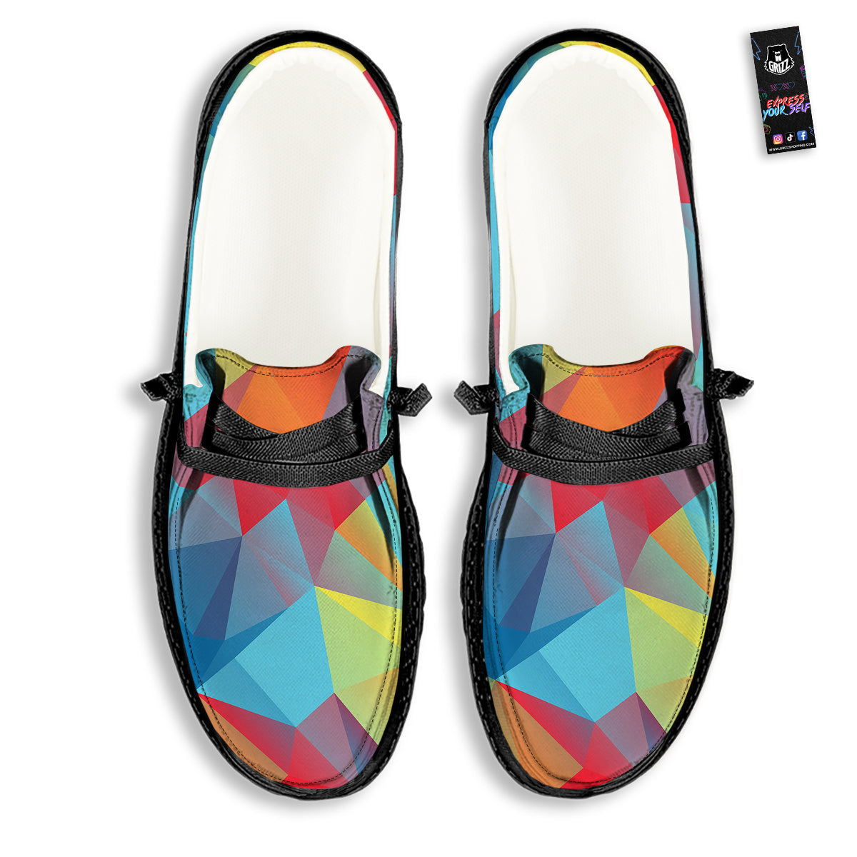 Abstract Colorful Autism Awareness Print Black Loafers-grizzshop
