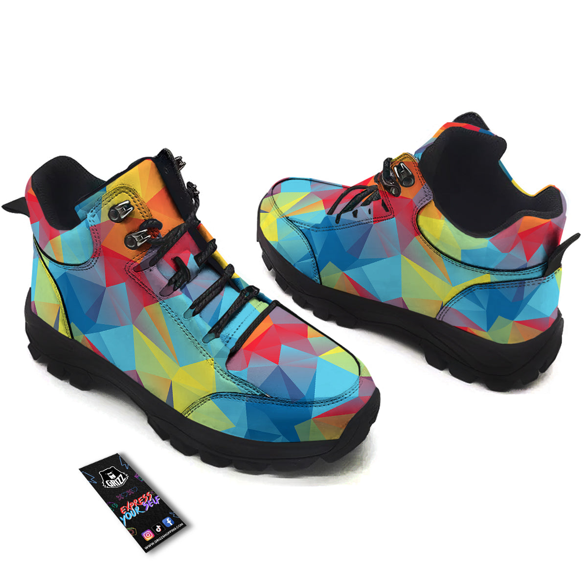 Abstract Colorful Autism Awareness Print Hiking Shoes-grizzshop