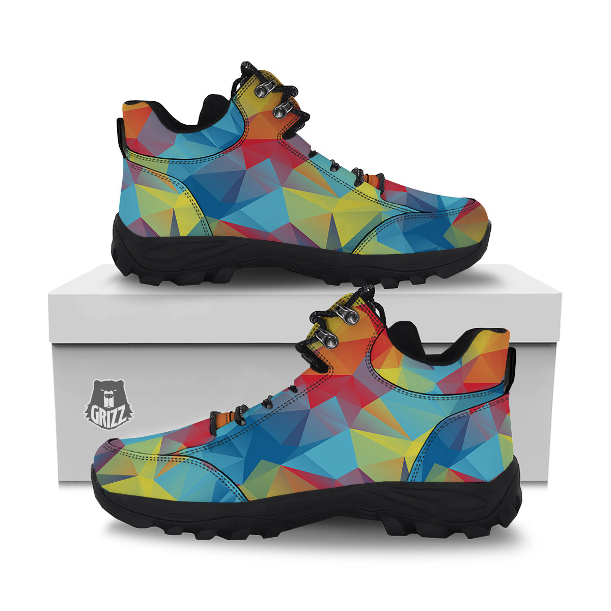Abstract Colorful Autism Awareness Print Hiking Shoes-grizzshop