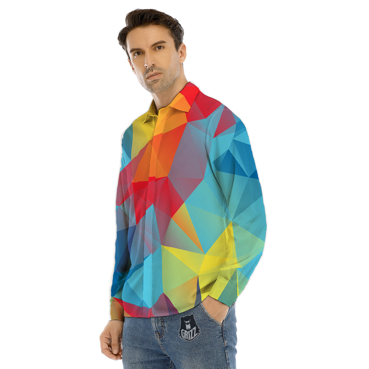 Abstract Colorful Autism Awareness Print Men's Dress Shirts-grizzshop