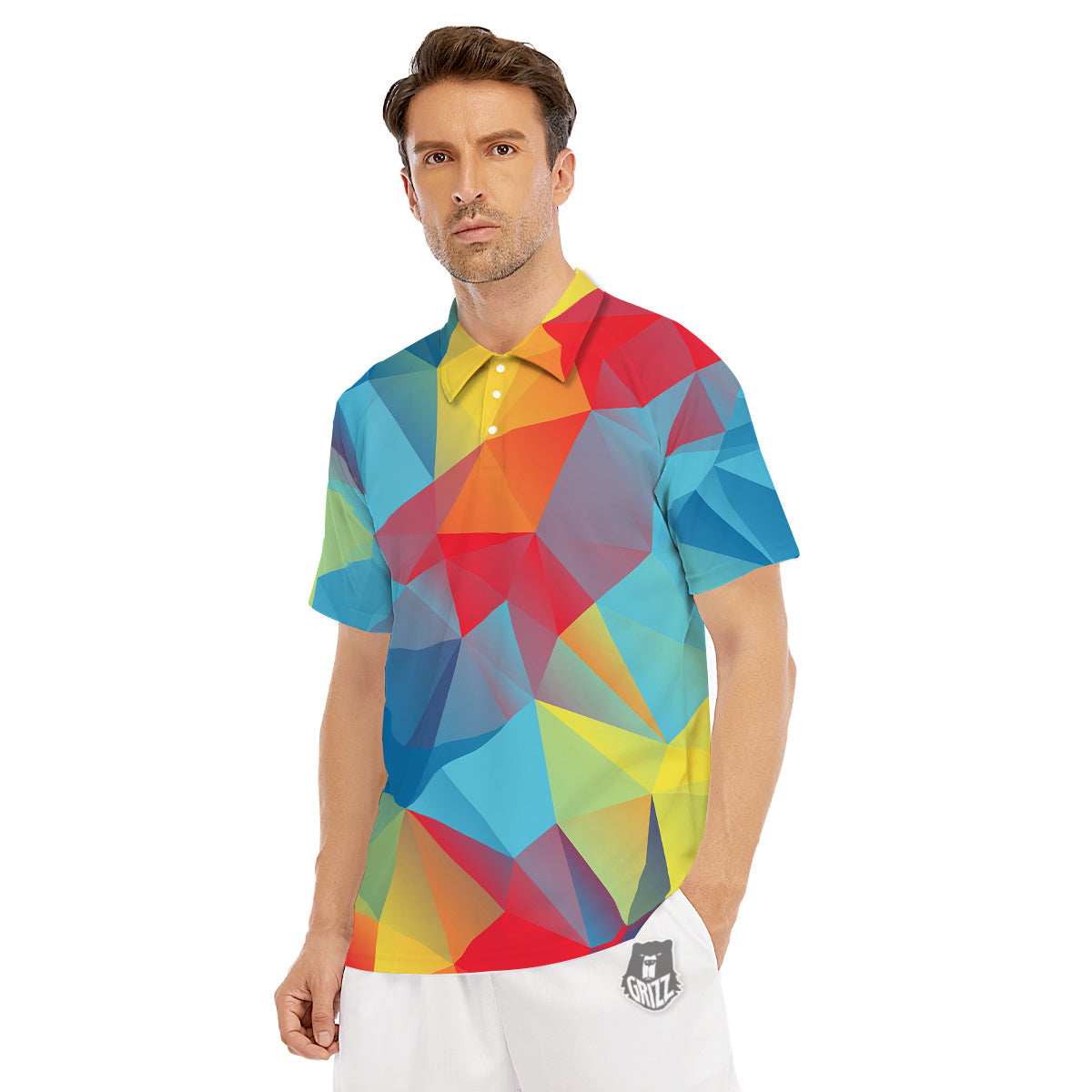 Abstract Colorful Autism Awareness Print Men's Golf Shirts-grizzshop