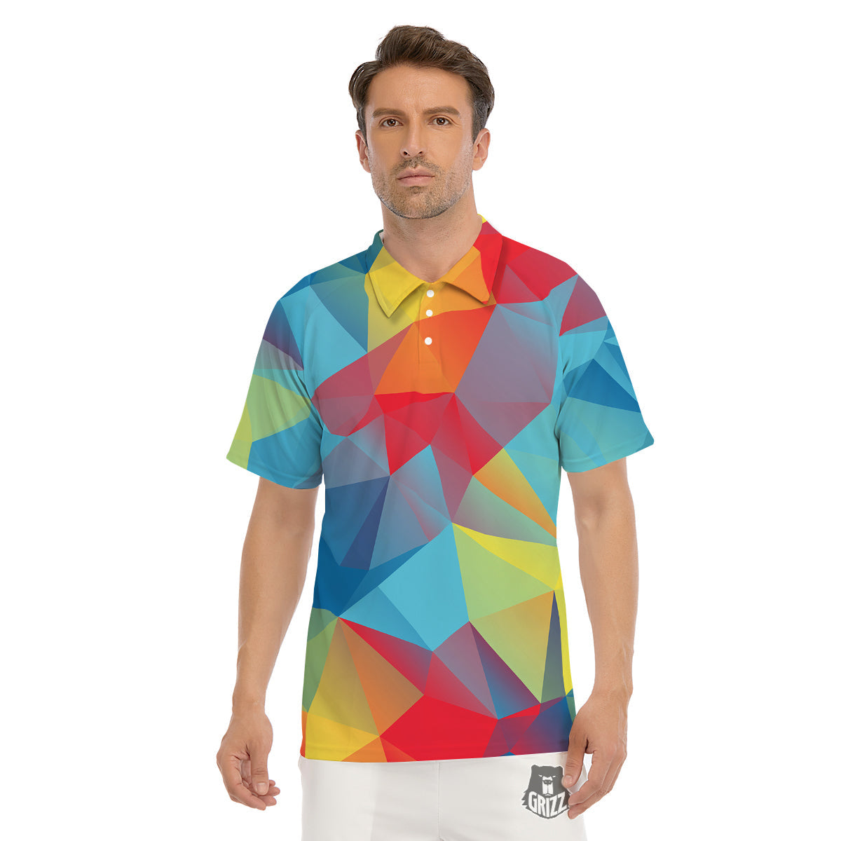 Abstract Colorful Autism Awareness Print Men's Golf Shirts-grizzshop
