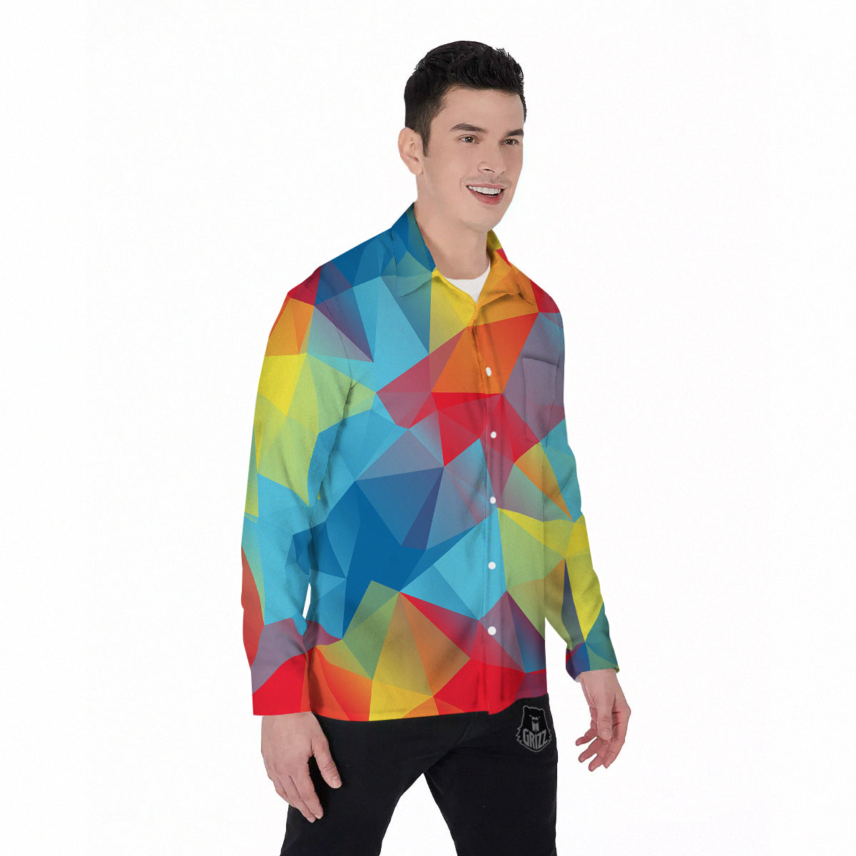 Abstract Colorful Autism Awareness Print Men's Long Sleeve Shirts-grizzshop