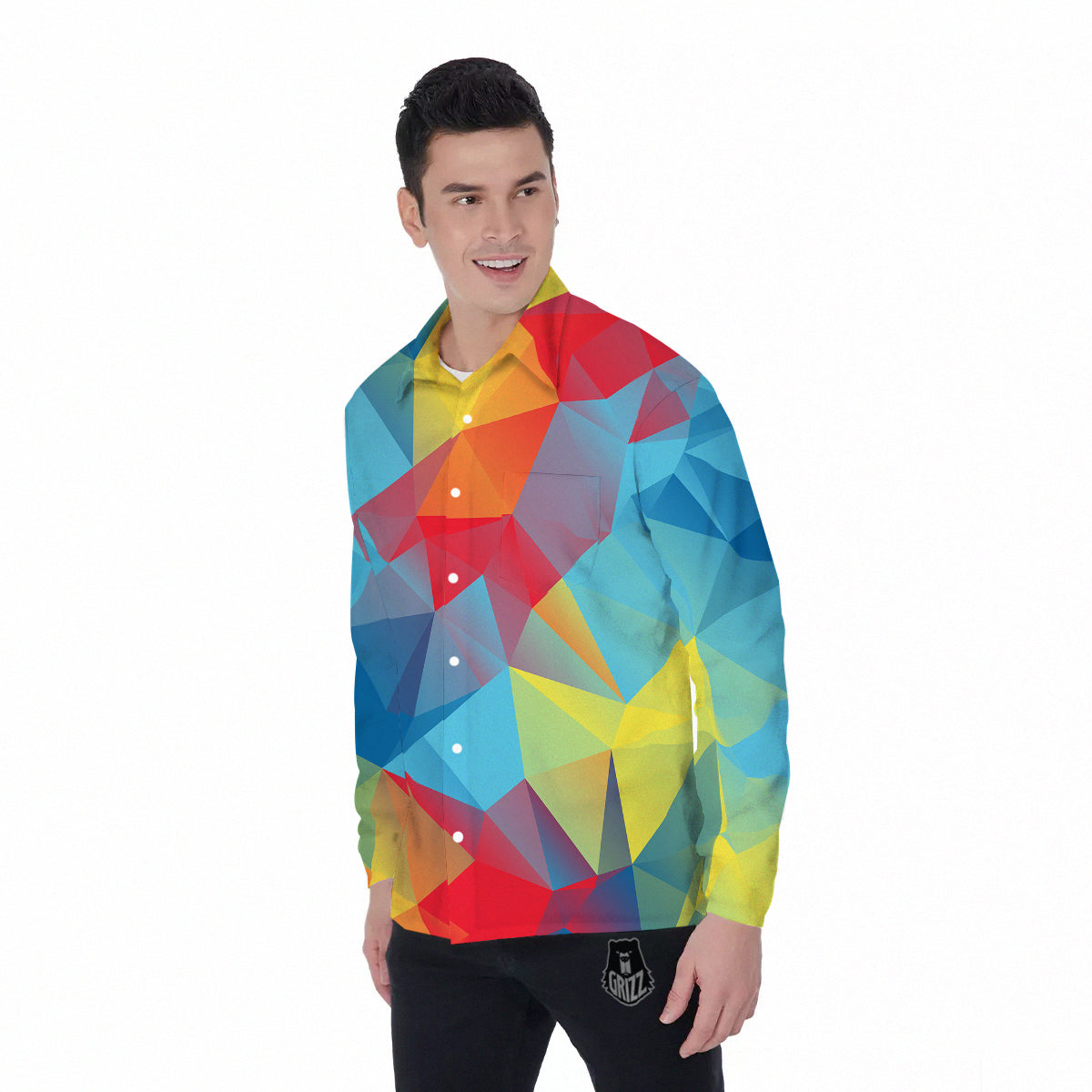 Abstract Colorful Autism Awareness Print Men's Long Sleeve Shirts-grizzshop
