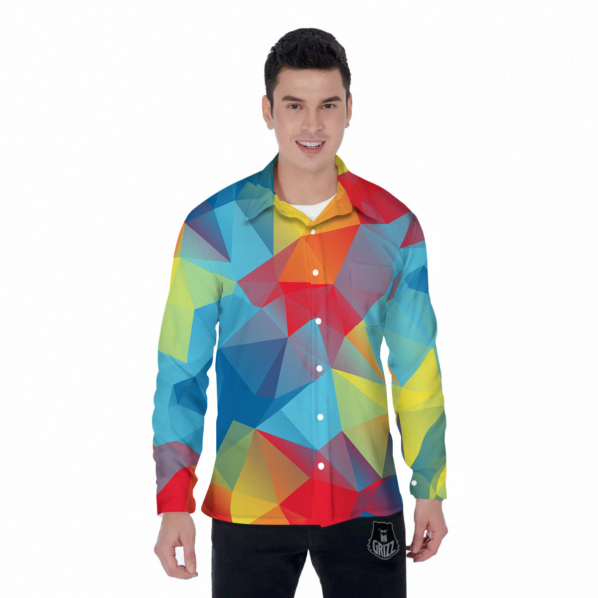 Abstract Colorful Autism Awareness Print Men's Long Sleeve Shirts-grizzshop