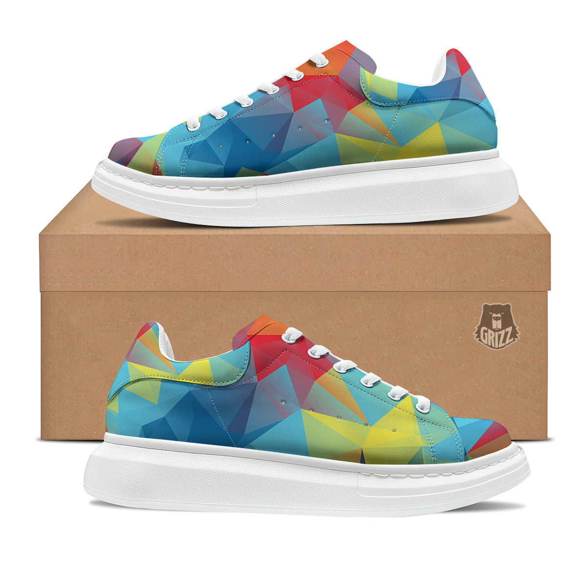 Abstract Colorful Autism Awareness Print Platform Shoes-grizzshop