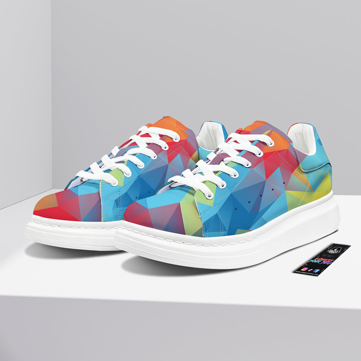 Abstract Colorful Autism Awareness Print Platform Shoes-grizzshop