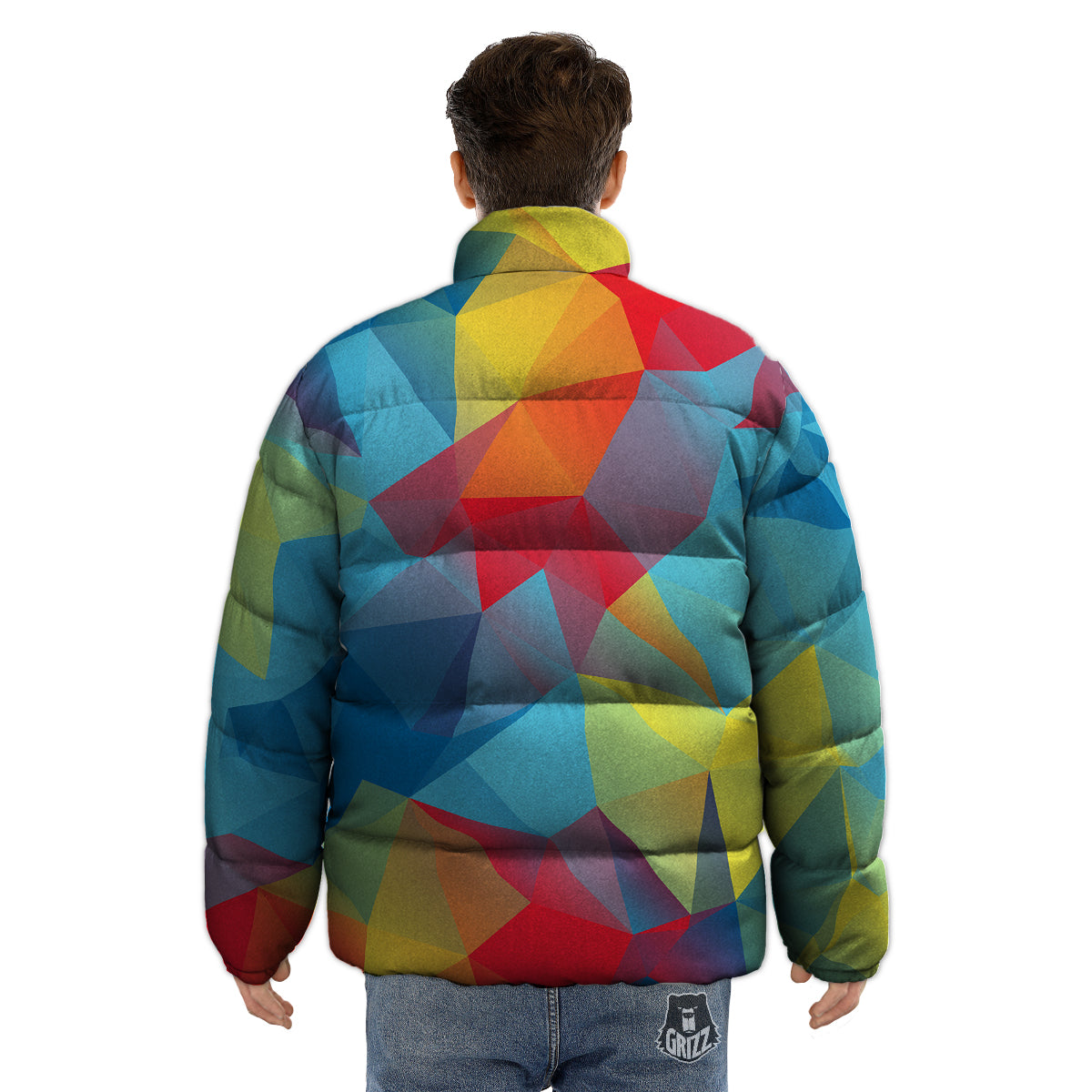 Abstract Colorful Autism Awareness Print Puffer Jacket-grizzshop