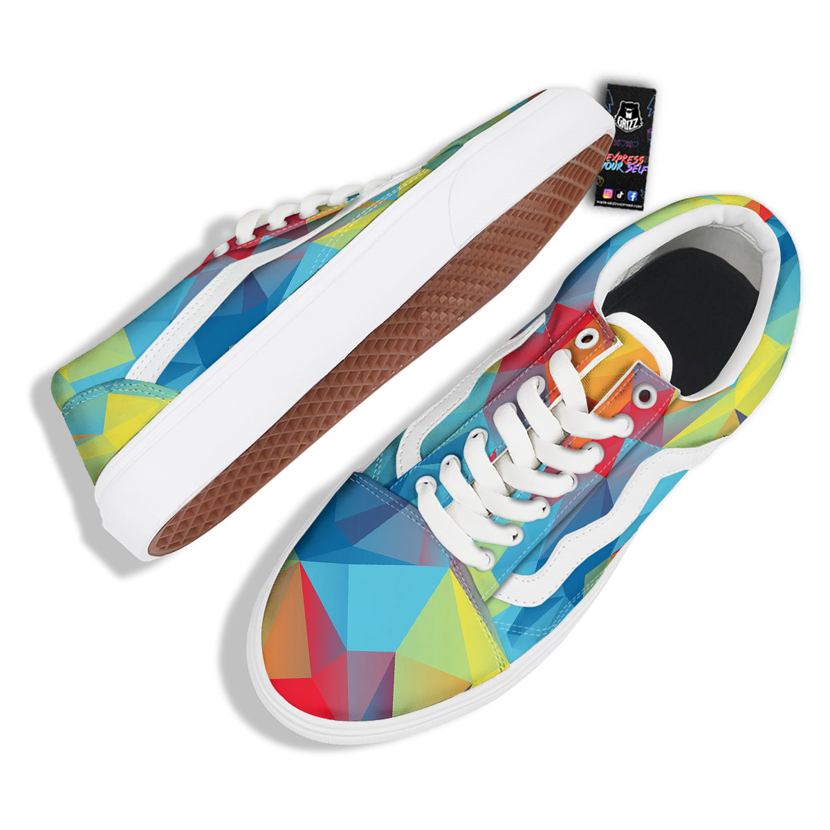 Abstract Colorful Autism Awareness Print Skate Shoes-grizzshop