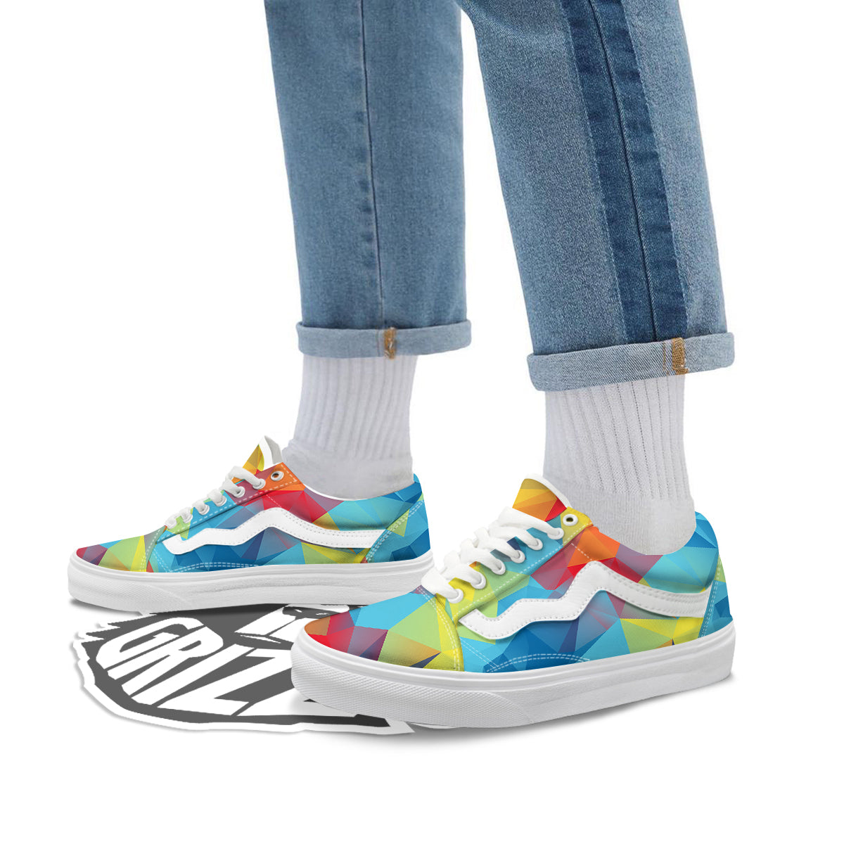 Abstract Colorful Autism Awareness Print Skate Shoes-grizzshop