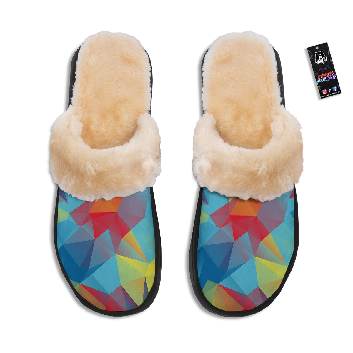 Abstract Colorful Autism Awareness Print Slippers-grizzshop