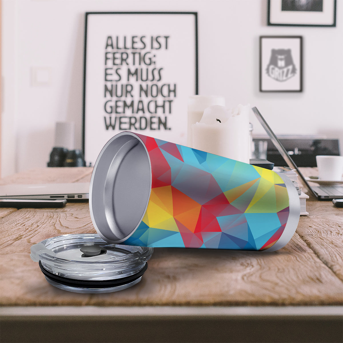 Abstract Colorful Autism Awareness Print Tumbler-grizzshop