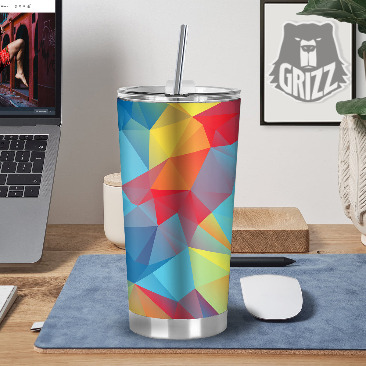 Abstract Colorful Autism Awareness Print Tumbler-grizzshop