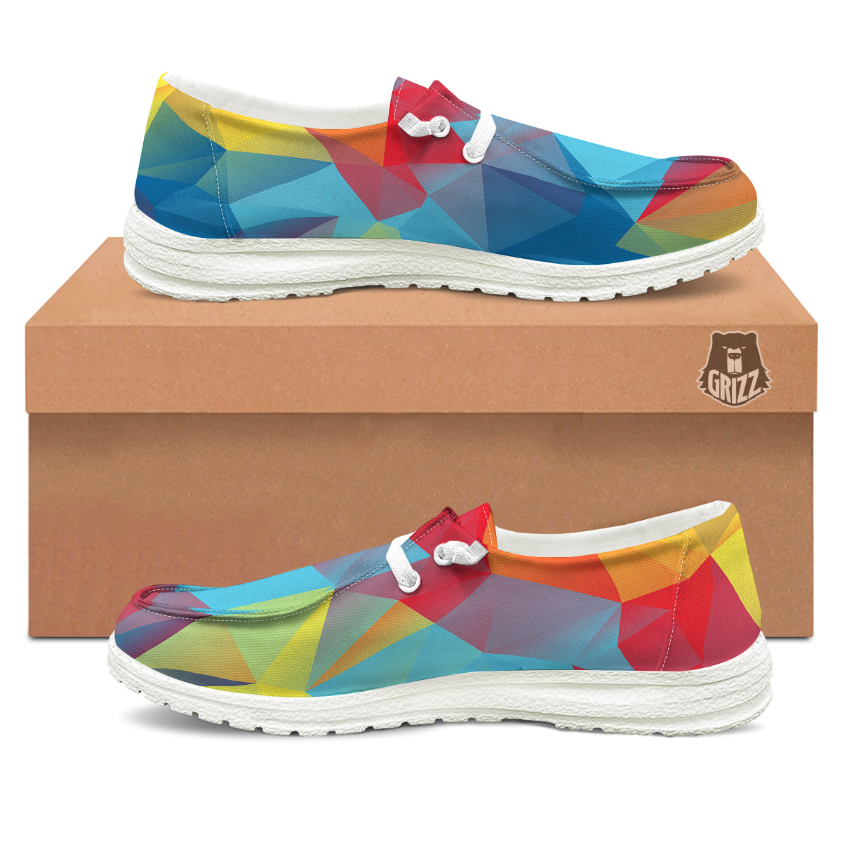 Abstract Colorful Autism Awareness Print White Loafers-grizzshop