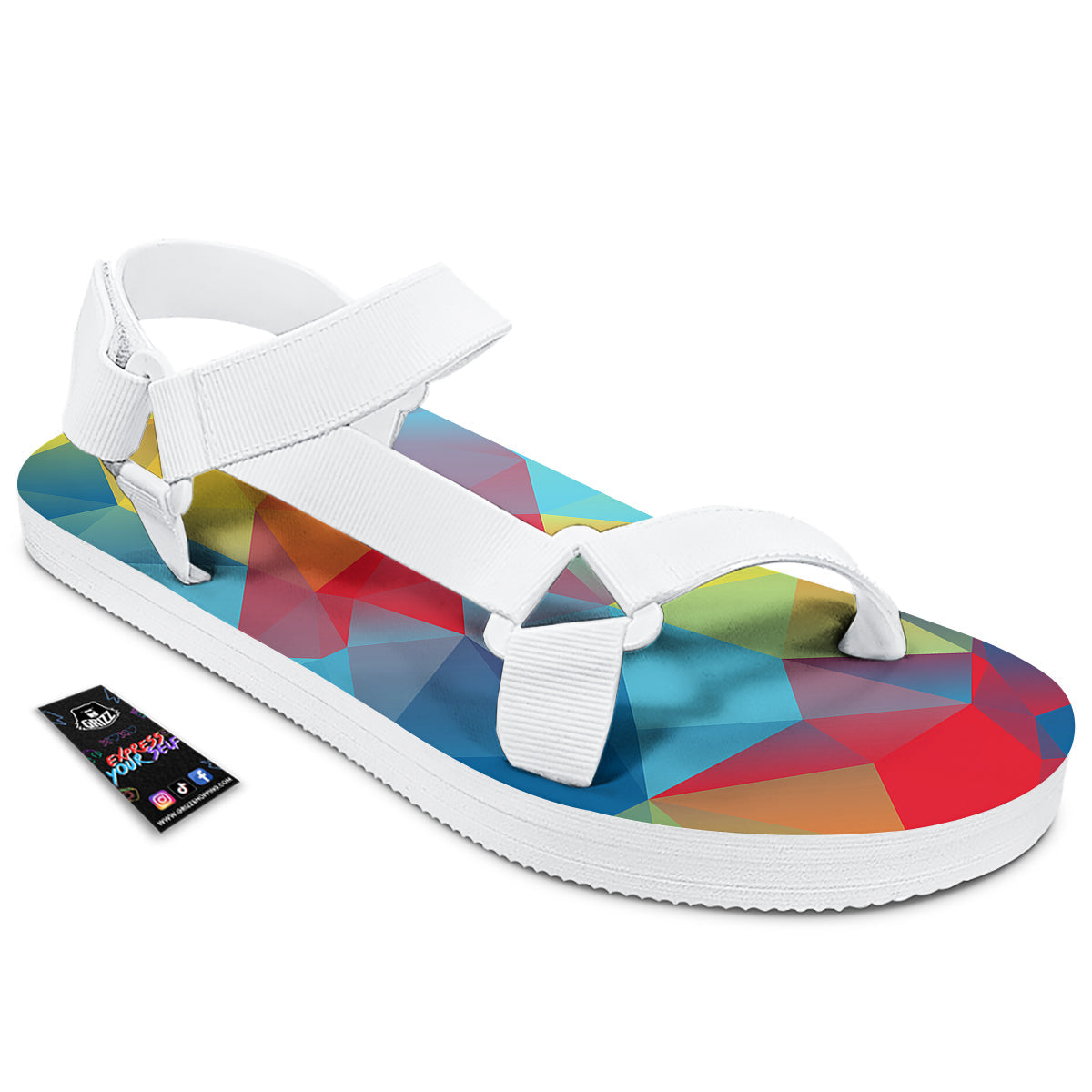 Abstract Colorful Autism Awareness Print White Open Toe Sandals-grizzshop