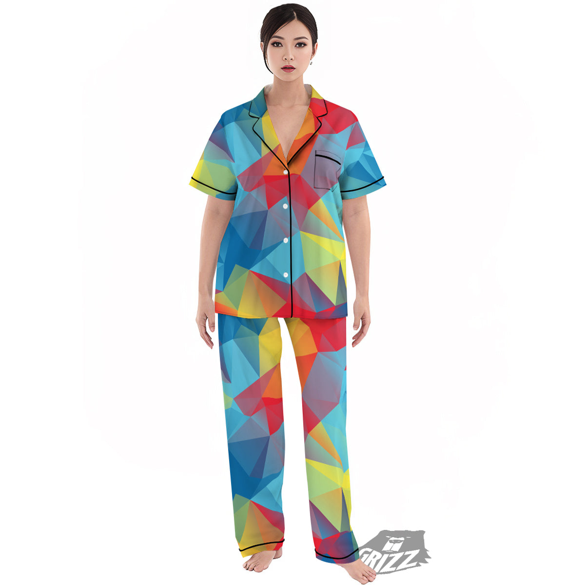 Abstract Colorful Autism Awareness Print Women's Pajamas Set-grizzshop