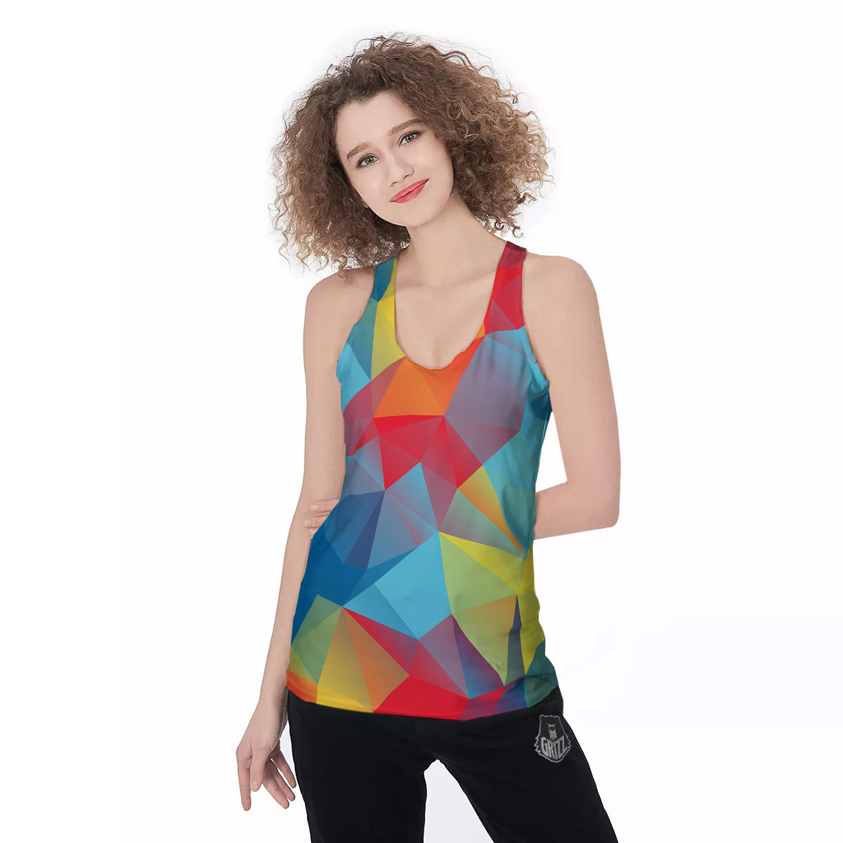 Abstract Colorful Autism Awareness Print Women's Racerback Tank Top-grizzshop